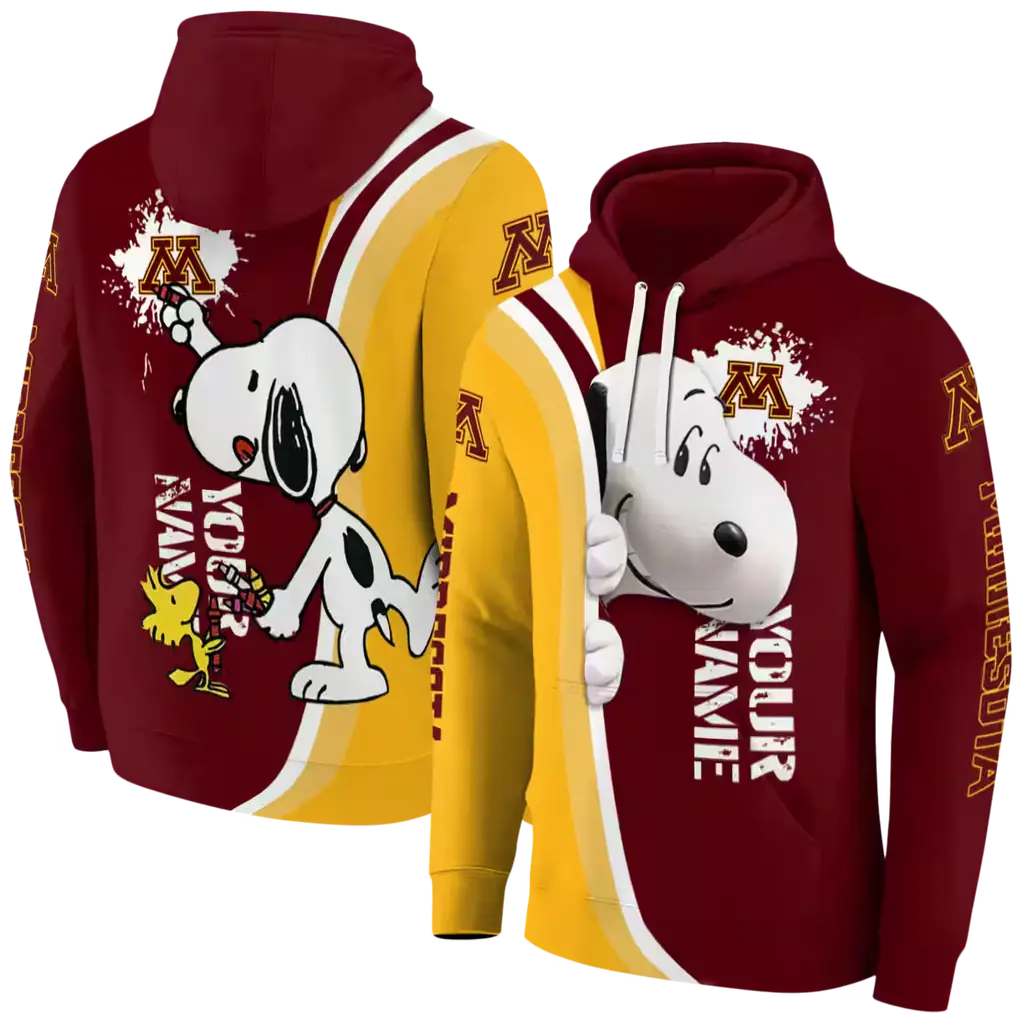personalized minnesota golden gophers peeking snoopy maroon hoodie fashion forward personalized minnesota golden gophers peeking snoopy maroon hoodie fashion forward