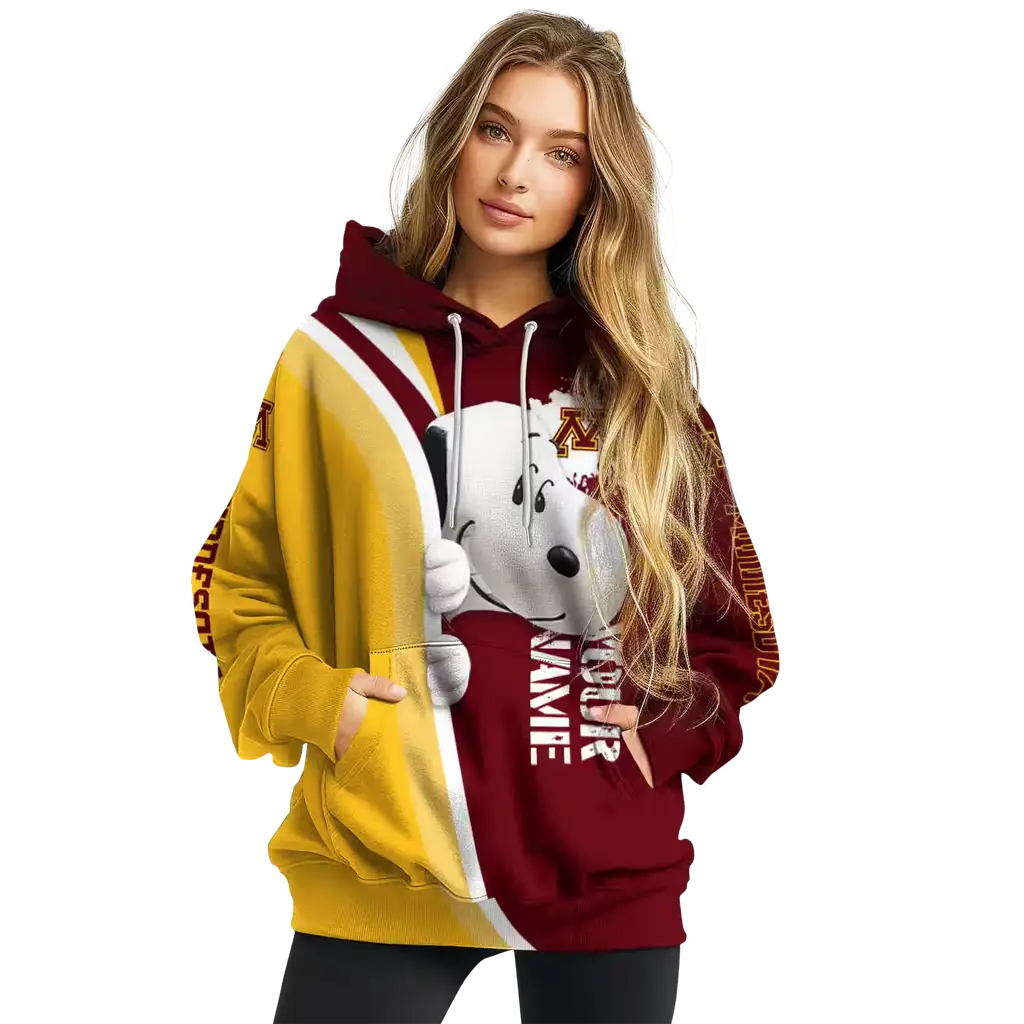 personalized minnesota golden gophers peeking snoopy maroon hoodie high quality personalized minnesota golden gophers peeking snoopy maroon hoodie high quality