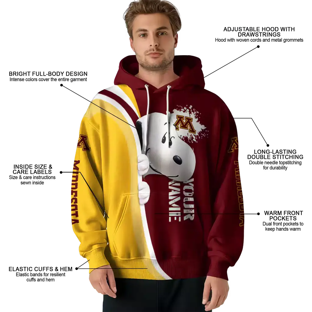 personalized minnesota golden gophers peeking snoopy maroon hoodie latest model personalized minnesota golden gophers peeking snoopy maroon hoodie latest model