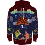 personalized minnesota golden gophers spongebob patrick star maroon navy hoodie best selling