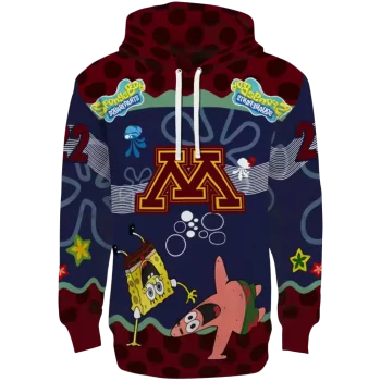 personalized minnesota golden gophers spongebob patrick star maroon navy hoodie best selling