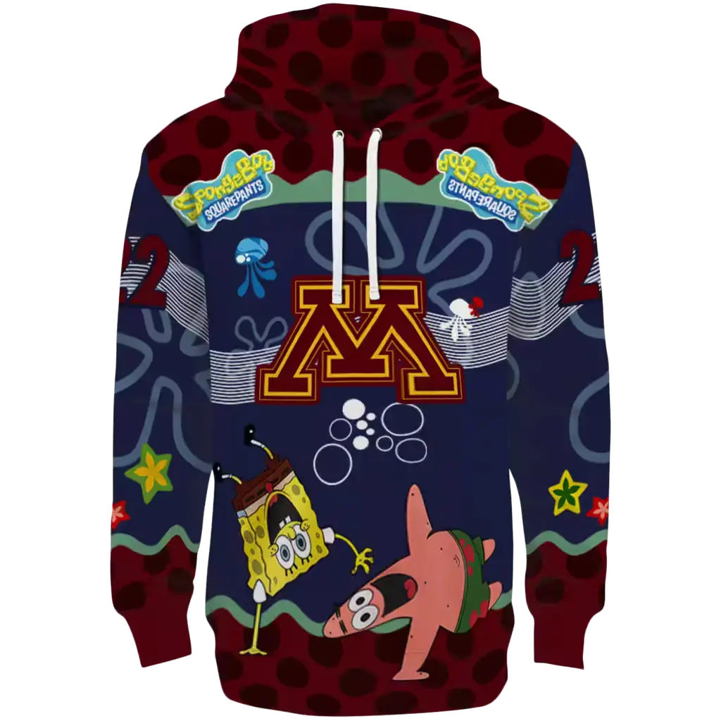 personalized minnesota golden gophers spongebob patrick star maroon navy hoodie best selling personalized minnesota golden gophers spongebob patrick star maroon navy hoodie best selling