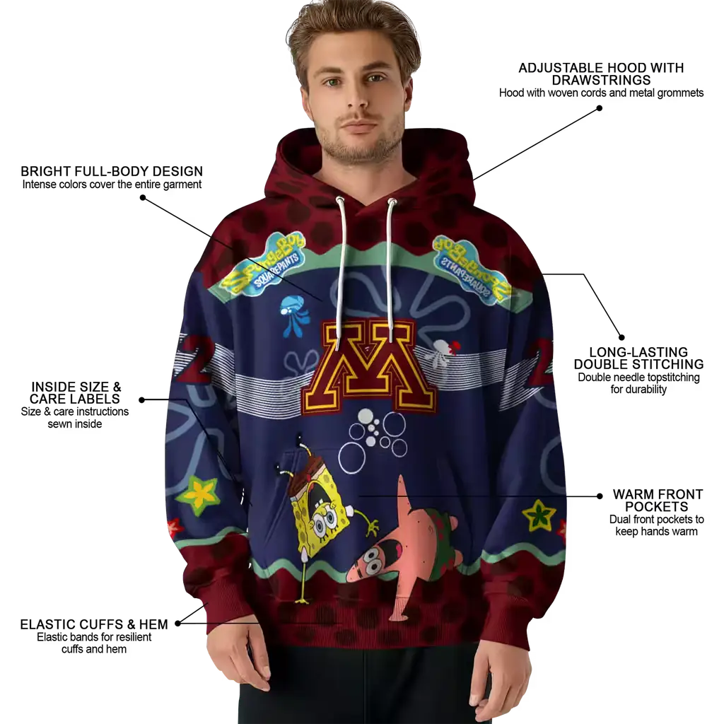 personalized minnesota golden gophers spongebob patrick star maroon navy hoodie latest model personalized minnesota golden gophers spongebob patrick star maroon navy hoodie latest model