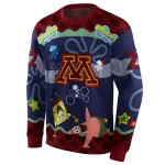 personalized minnesota golden gophers spongebob patrick star maroon navy hoodie best selling