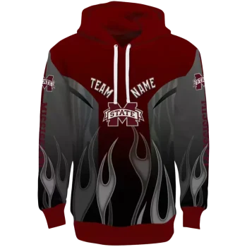 personalized mississippi state bulldogs flame design maroon hoodie best selling