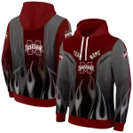 personalized mississippi state bulldogs flame design maroon hoodie best selling