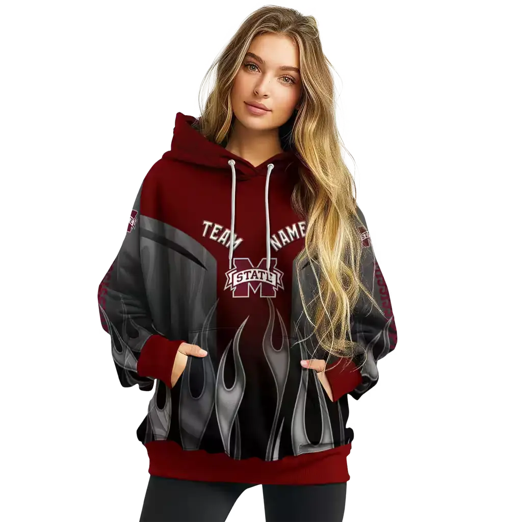 personalized mississippi state bulldogs flame design maroon hoodie high quality personalized mississippi state bulldogs flame design maroon hoodie high quality