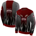 personalized mississippi state bulldogs flame design maroon hoodie best selling