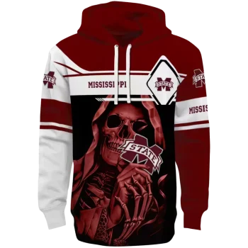 personalized mississippi state bulldogs grim reaper maroon black hoodie best selling