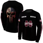 personalized mississippi state bulldogs punisher skull black hoodie best selling