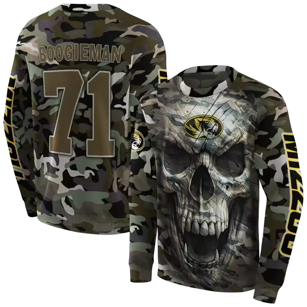 personalized missouri tigers camo skull hoodie premium grade personalized missouri tigers camo skull hoodie premium grade