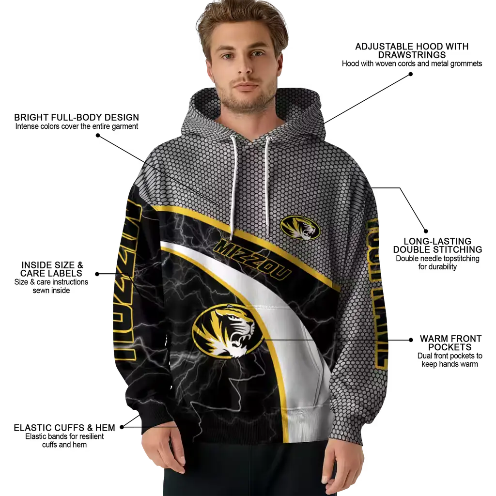 personalized missouri tigers hexagonal mesh black gray hoodie latest model personalized missouri tigers hexagonal mesh black gray hoodie latest model