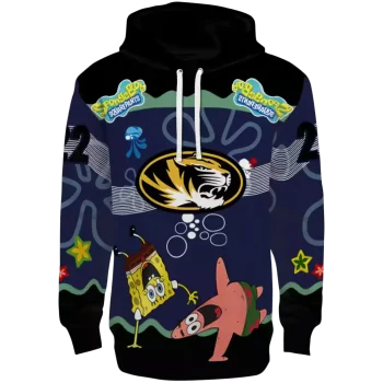 personalized missouri tigers spongebob patrick star black navy hoodie best selling