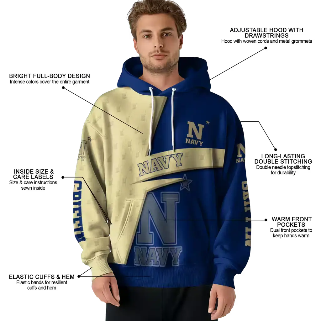 personalized navy midshipmen abstract shape blue hoodie latest model personalized navy midshipmen abstract shape blue hoodie latest model