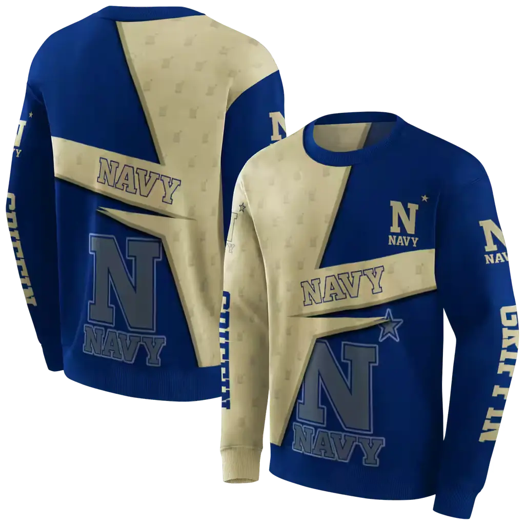 personalized navy midshipmen abstract shape blue hoodie premium grade personalized navy midshipmen abstract shape blue hoodie premium grade