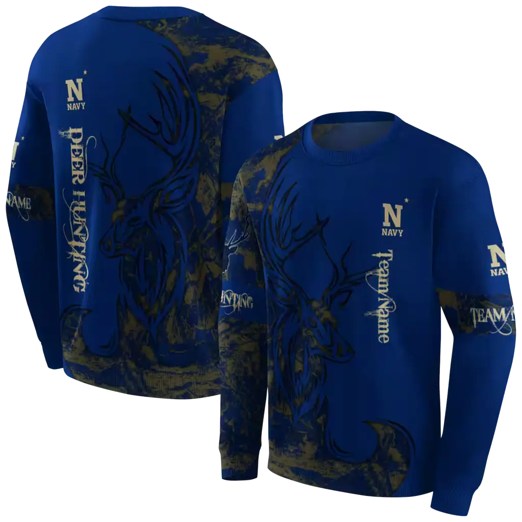 personalized navy midshipmen deer silhouette blue hoodie premium grade personalized navy midshipmen deer silhouette blue hoodie premium grade