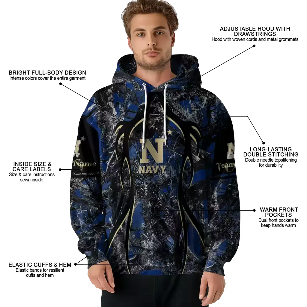 personalized navy midshipmen hunting theme blue black hoodie latest model personalized navy midshipmen hunting theme blue black hoodie latest model