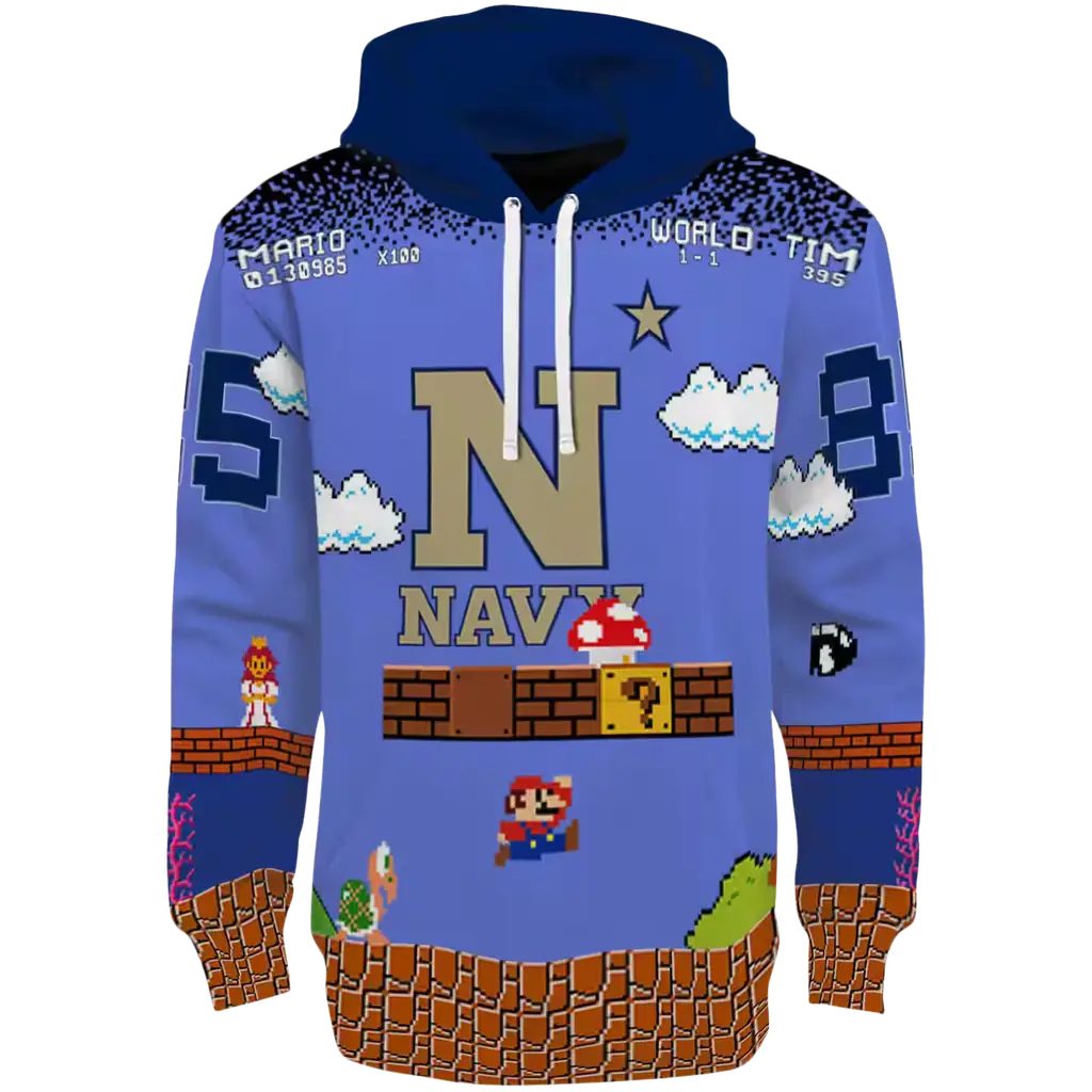 personalized navy midshipmen mario blue black hoodie best selling personalized navy midshipmen mario blue black hoodie best selling