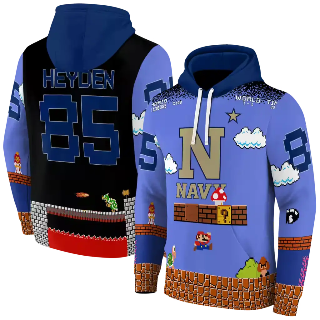personalized navy midshipmen mario blue black hoodie fashion forward personalized navy midshipmen mario blue black hoodie fashion forward