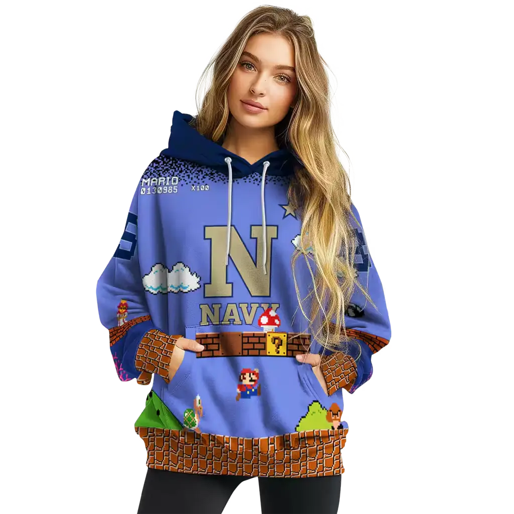 personalized navy midshipmen mario blue black hoodie high quality personalized navy midshipmen mario blue black hoodie high quality