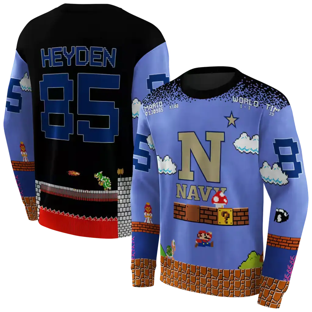 personalized navy midshipmen mario blue black hoodie premium grade personalized navy midshipmen mario blue black hoodie premium grade