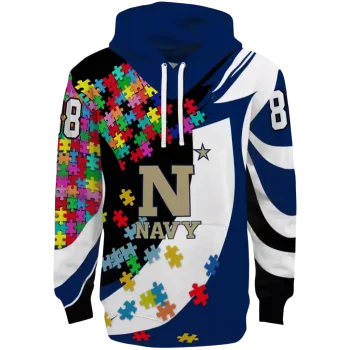 personalized navy midshipmen puzzle pieces blue hoodie best selling