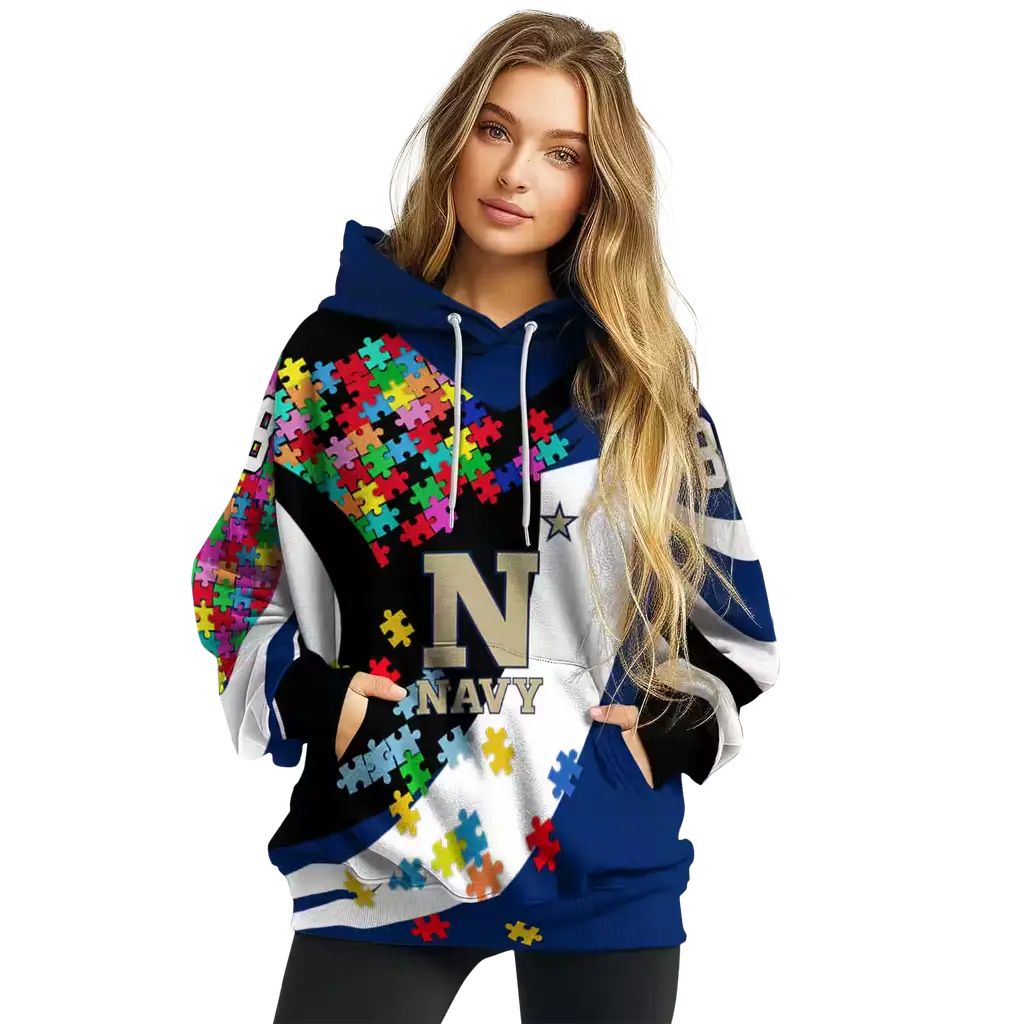 personalized navy midshipmen puzzle pieces blue hoodie high quality personalized navy midshipmen puzzle pieces blue hoodie high quality