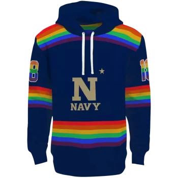 personalized navy midshipmen rainbow stripes blue hoodie best selling