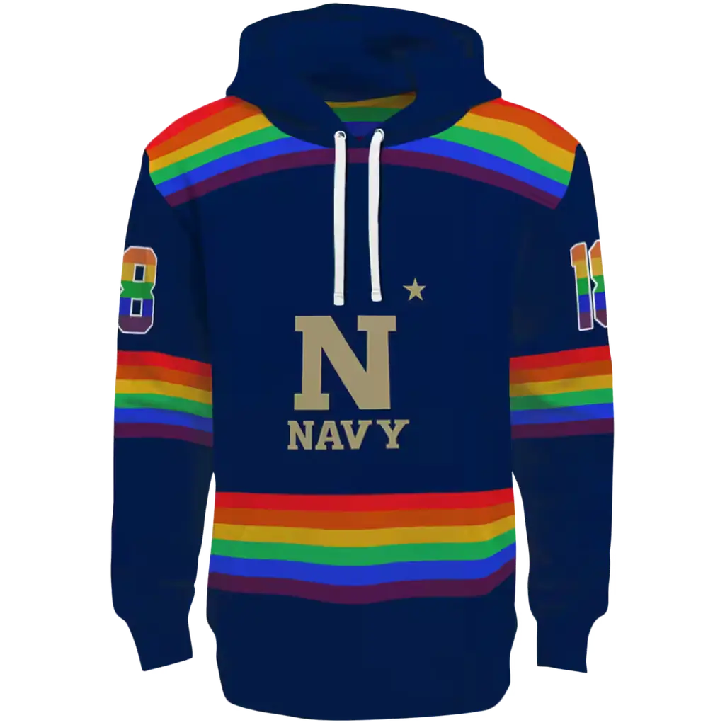 personalized navy midshipmen rainbow stripes blue hoodie best selling personalized navy midshipmen rainbow stripes blue hoodie best selling