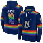 personalized navy midshipmen rainbow stripes blue hoodie best selling