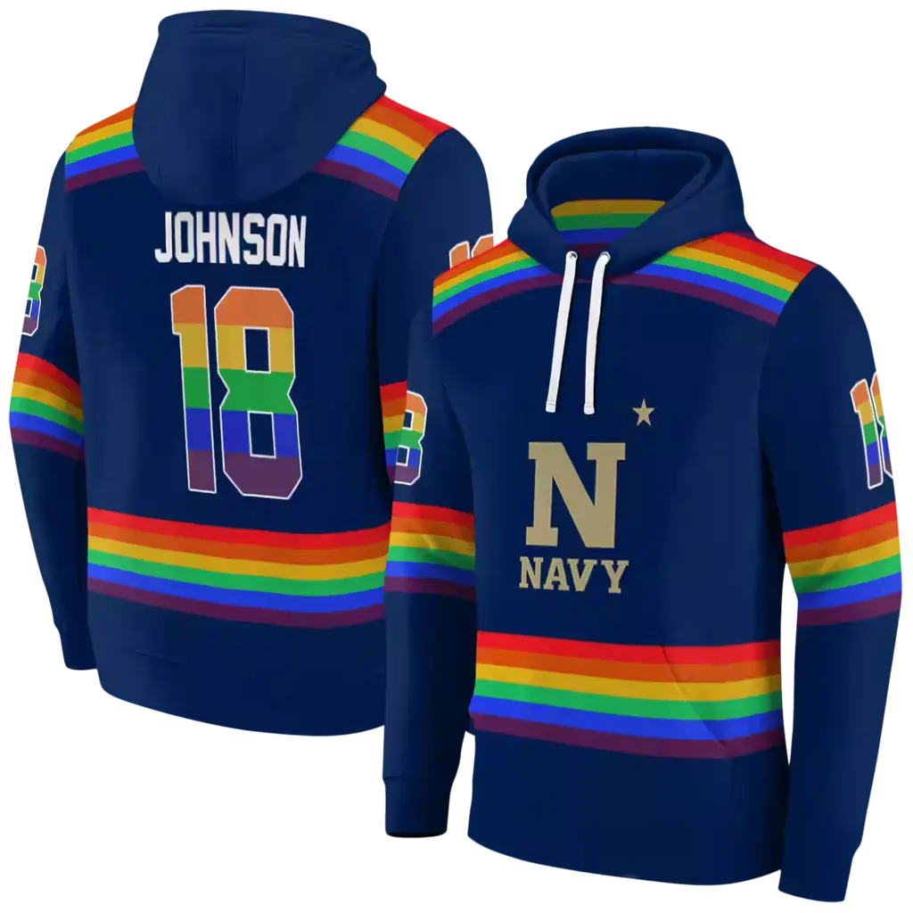 personalized navy midshipmen rainbow stripes blue hoodie fashion forward personalized navy midshipmen rainbow stripes blue hoodie fashion forward