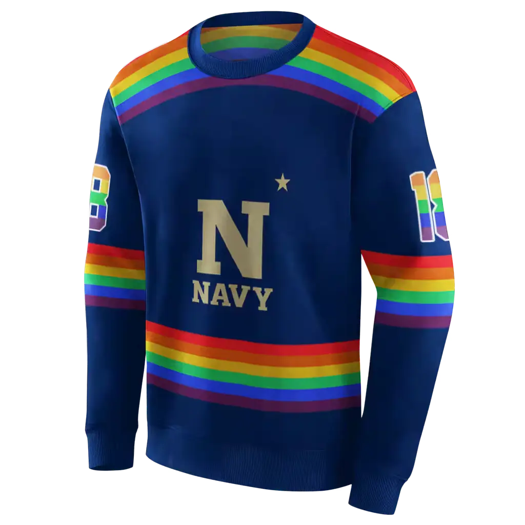 personalized navy midshipmen rainbow stripes blue hoodie new arrival personalized navy midshipmen rainbow stripes blue hoodie new arrival