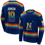 personalized navy midshipmen rainbow stripes blue hoodie best selling