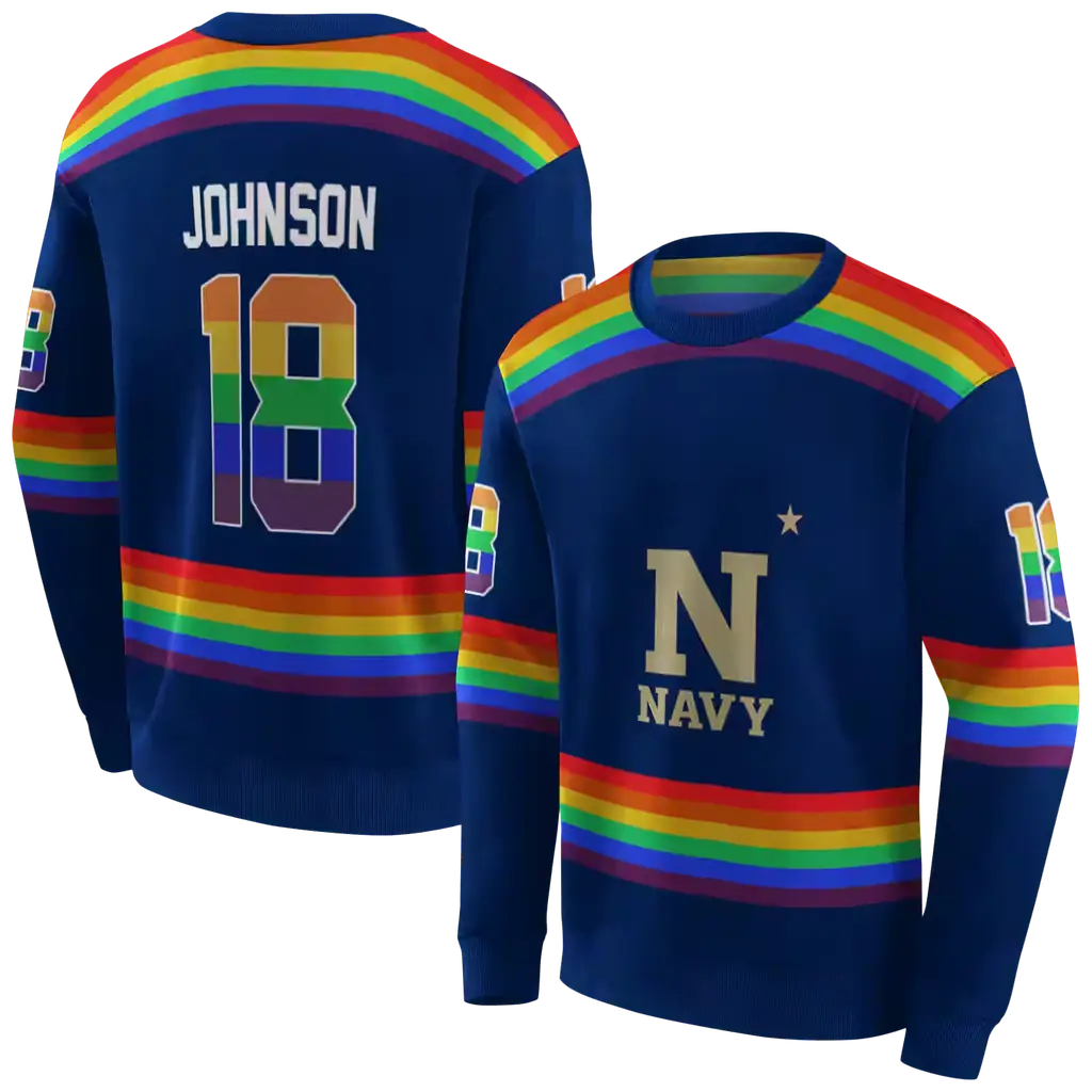 personalized navy midshipmen rainbow stripes blue hoodie premium grade personalized navy midshipmen rainbow stripes blue hoodie premium grade