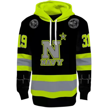 personalized navy midshipmen safety motif black neon green hoodie best selling
