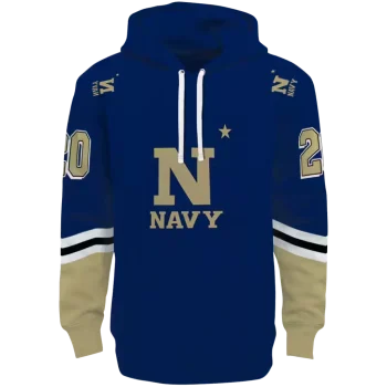 personalized navy midshipmen striped sleeves blue hoodie best selling