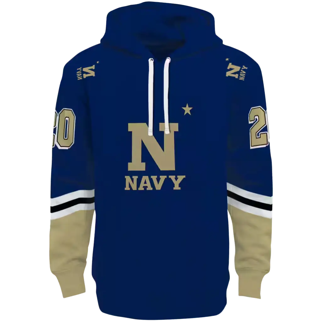 personalized navy midshipmen striped sleeves blue hoodie best selling personalized navy midshipmen striped sleeves blue hoodie best selling