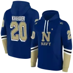 personalized navy midshipmen striped sleeves blue hoodie best selling