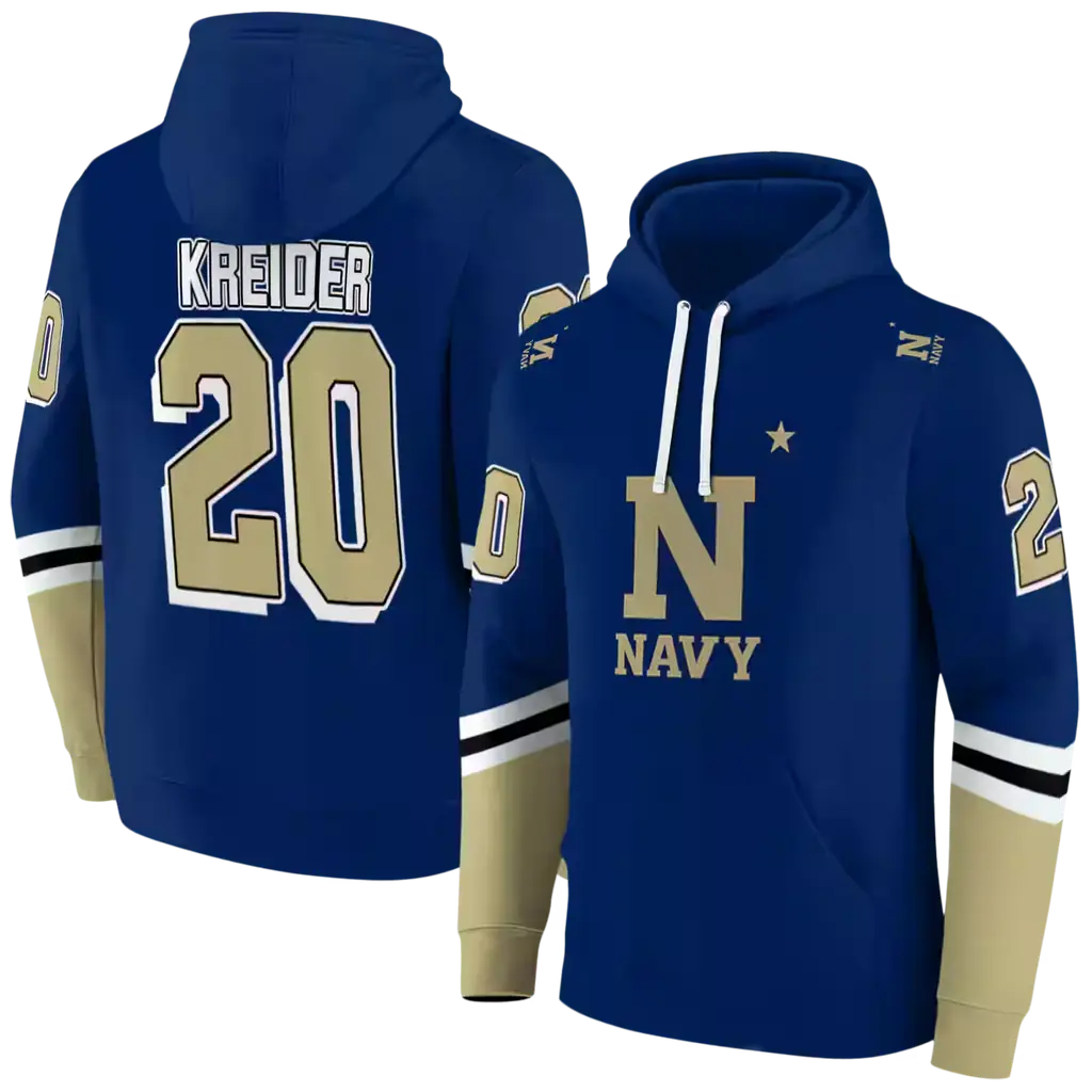 personalized navy midshipmen striped sleeves blue hoodie fashion forward personalized navy midshipmen striped sleeves blue hoodie fashion forward