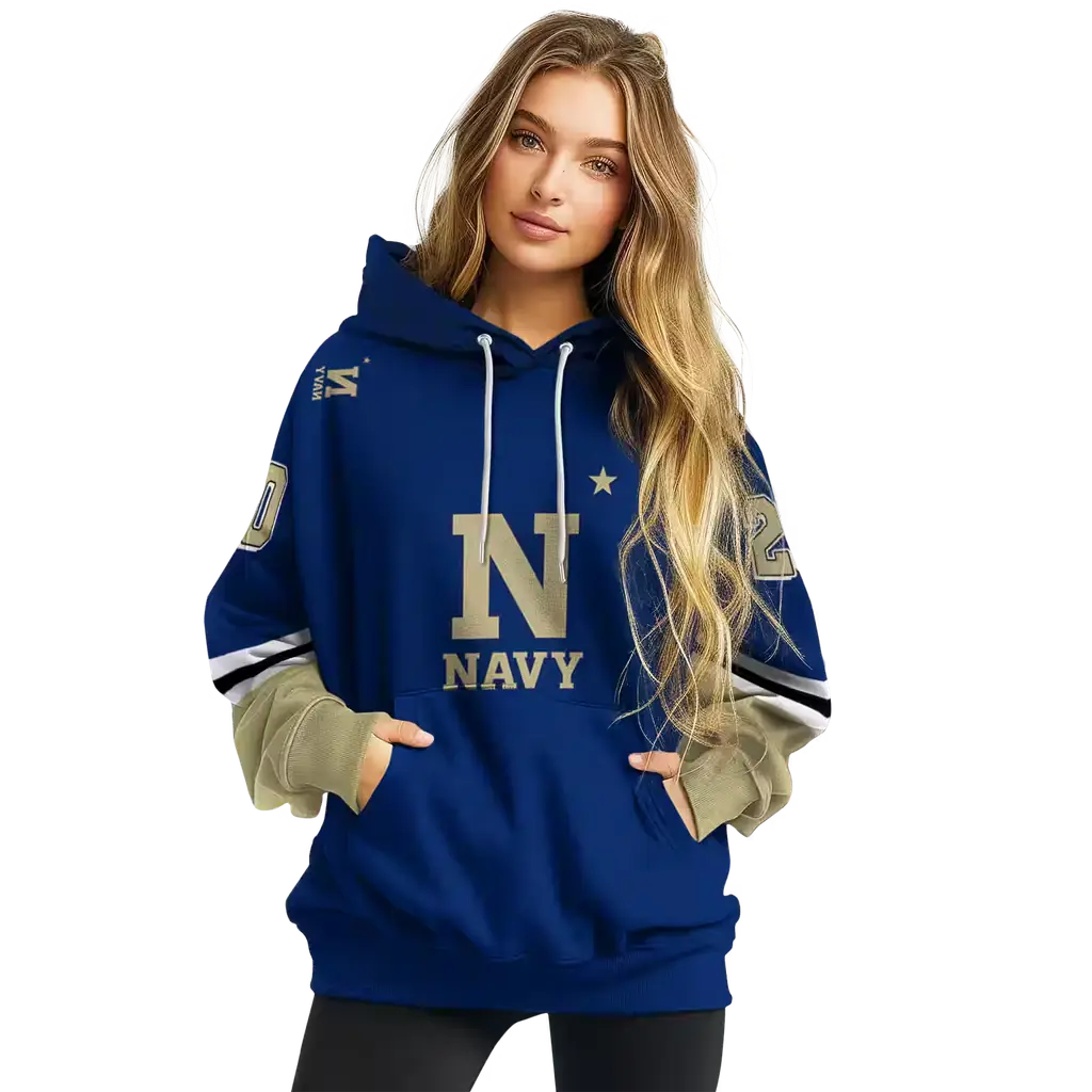 personalized navy midshipmen striped sleeves blue hoodie high quality personalized navy midshipmen striped sleeves blue hoodie high quality