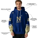 personalized navy midshipmen striped sleeves blue hoodie best selling