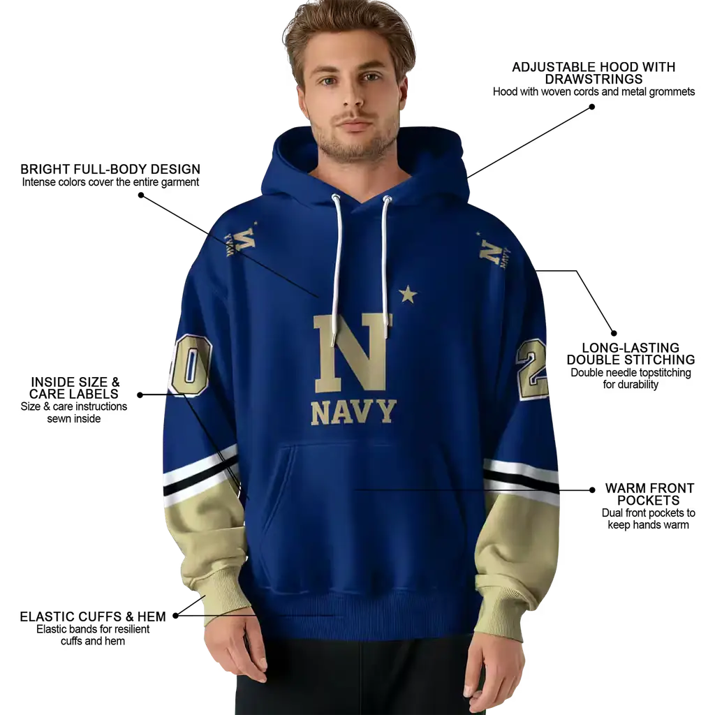 personalized navy midshipmen striped sleeves blue hoodie latest model personalized navy midshipmen striped sleeves blue hoodie latest model