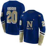 personalized navy midshipmen striped sleeves blue hoodie best selling