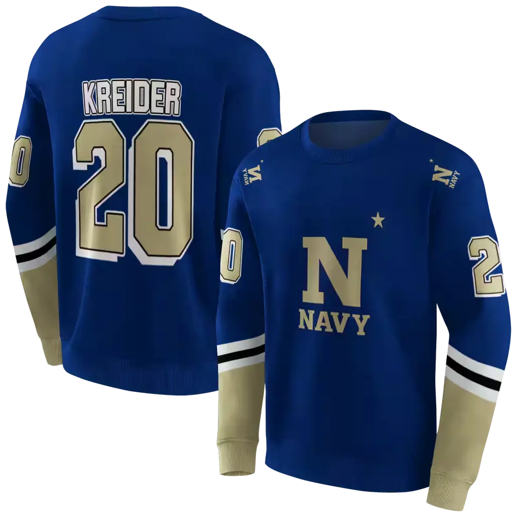 personalized navy midshipmen striped sleeves blue hoodie premium grade personalized navy midshipmen striped sleeves blue hoodie premium grade