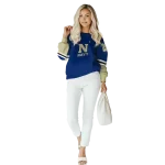 personalized navy midshipmen striped sleeves blue hoodie best selling