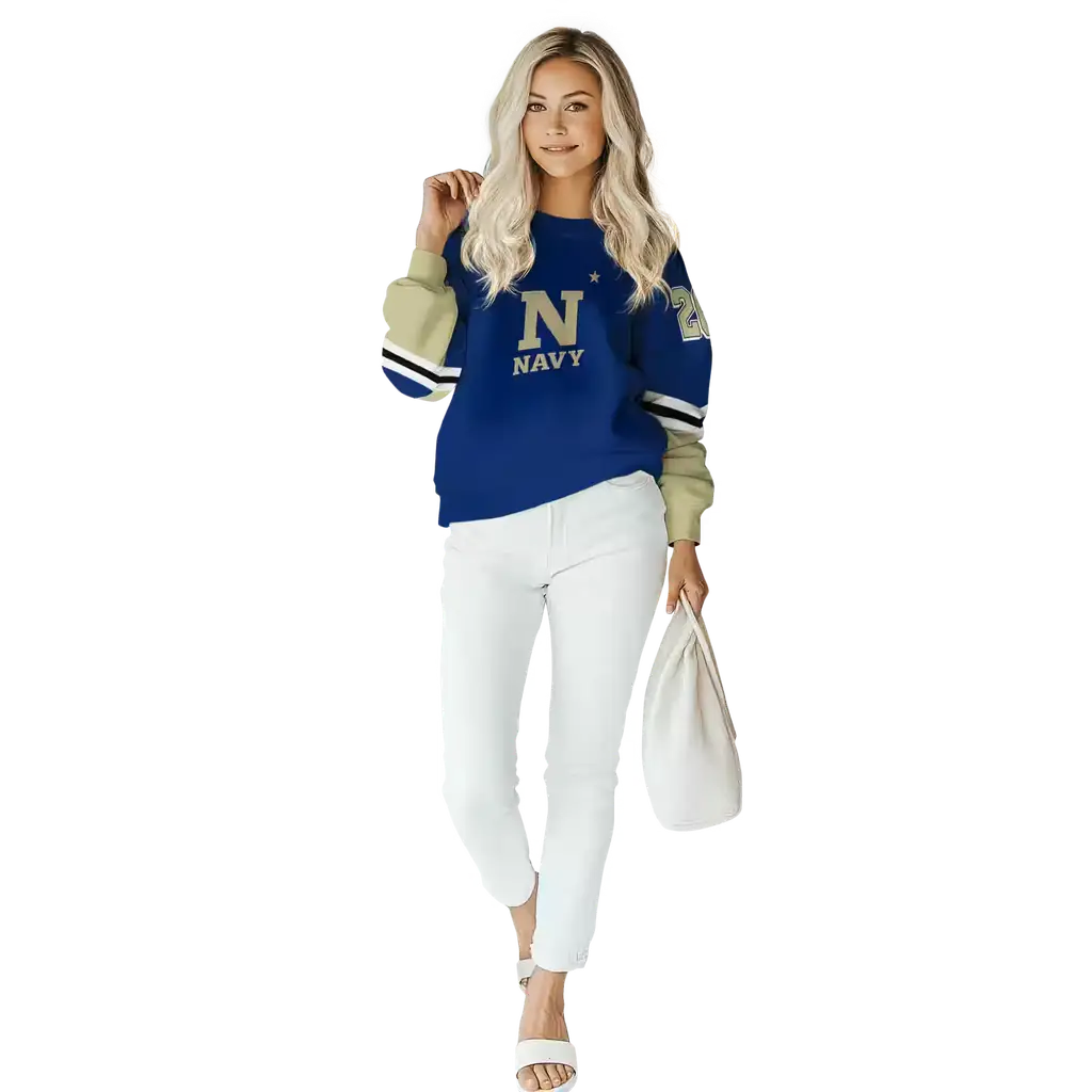 personalized navy midshipmen striped sleeves blue hoodie trendy personalized navy midshipmen striped sleeves blue hoodie trendy