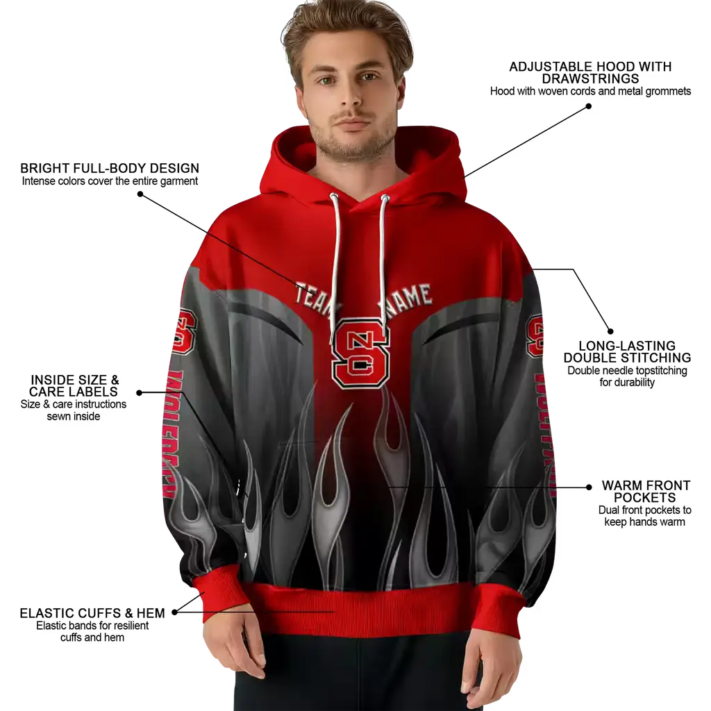 personalized nc state wolfpack flame design red hoodie latest model personalized nc state wolfpack flame design red hoodie latest model