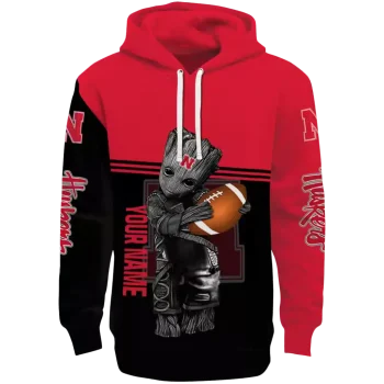 personalized nebraska cornhuskers baby groot red black hoodie best selling