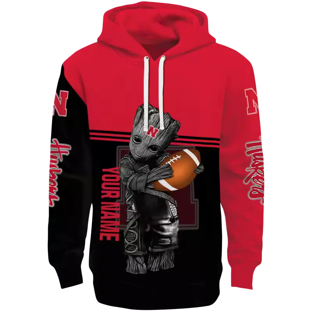 personalized nebraska cornhuskers baby groot red black hoodie best selling personalized nebraska cornhuskers baby groot red black hoodie best selling