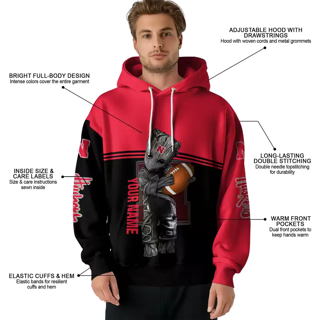 personalized nebraska cornhuskers baby groot red black hoodie latest model personalized nebraska cornhuskers baby groot red black hoodie latest model